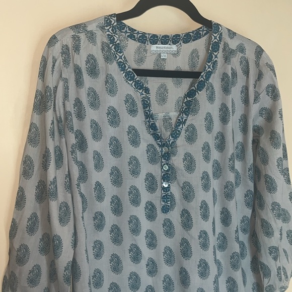 World Market boho style top with tasseled sleeves.  Size large - Picture 2 of 11